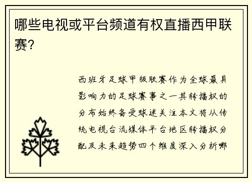 哪些电视或平台频道有权直播西甲联赛？